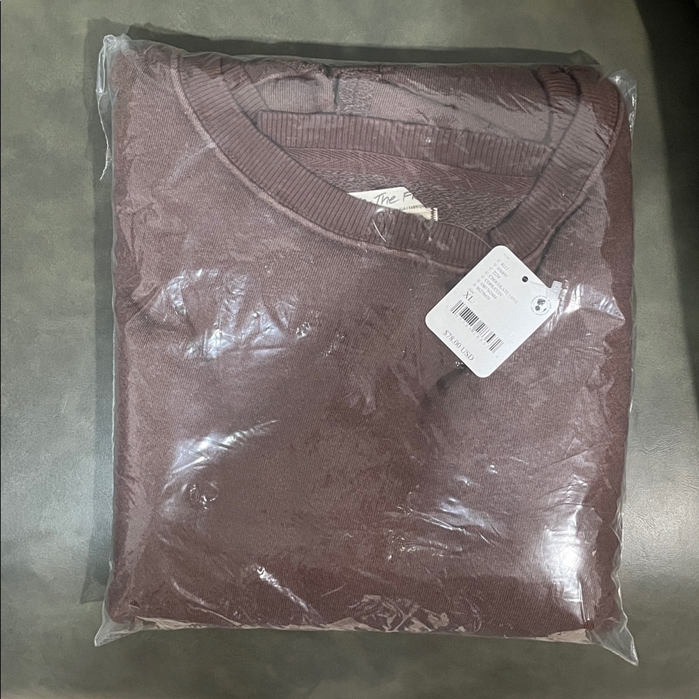 NWT FREE PEOPLE CAMDEN Chocolate Brown OVERSIZED PULLOVER Sweatshirt We the Free - Picture 4 of 9